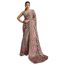 Pure Ajrakh Hand-Block Printed Modal Satin Fabric – Traditional Earthy Motifs Saree For Woman AB-66