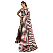 Pure Ajrakh Hand-Block Printed Modal Satin Fabric – Traditional Earthy Motifs Saree For Woman AB-66