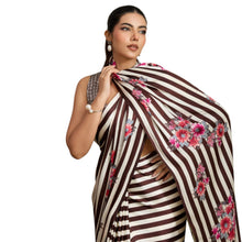 Pure Ajrakh Hand-Block Printed Modal Satin Fabric – Traditional Earthy Motifs Saree For Woman AB-66