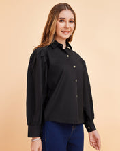 Women’s Premium Crepe Shirt with Statement Balloon Sleeves | Solid Stylish Top for Girls