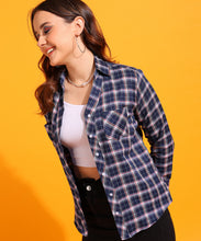 Women’s Classic Checked Poly Cotton Shirt | Trendy Casual Button-Down Top for Women & Girls