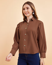 Women & Girls Regular Fit Crepe Shirt | Long Balloon Sleeve Formal