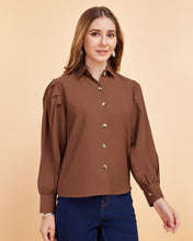 Women & Girls Regular Fit Crepe Shirt | Long Balloon Sleeve Formal