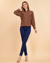 Women & Girls Regular Fit Crepe Shirt | Long Balloon Sleeve Formal