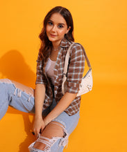 Chic Plaid Pattern Poly Cotton Shirt | Regular Fit Long Sleeve Casual Blouse for Girls & Women