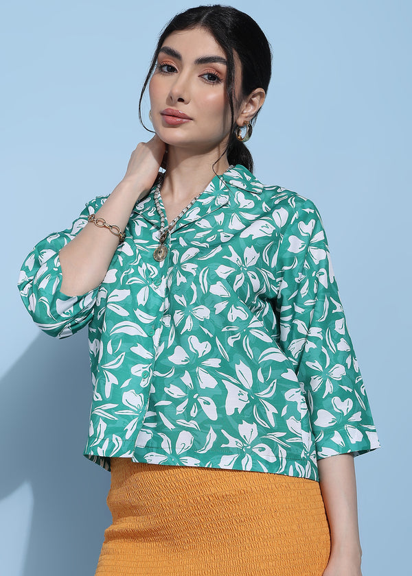 Women's and girls' floral crop shirts in cotton fabric bring breezy, feminine charm with vibrant prints and a cropped silhouette for casual summer vibes