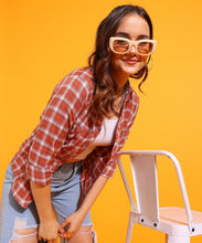 Women & Girls Stylish Checked Shirt | Breathable Poly Cotton Daily Wear Western Top