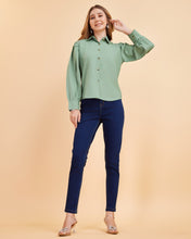 Women’s Premium Crepe Shirt with Statement Balloon Sleeves | Solid Stylish Top for Girls