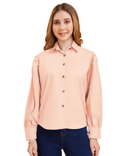 Women’s Elegant Balloon Sleeve Crepe Shirt | Trendy Casual & Office Wear Top for Women & Girls