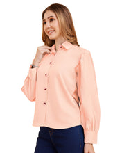 Women’s Elegant Balloon Sleeve Crepe Shirt | Trendy Casual & Office Wear Top for Women & Girls