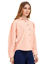 Women’s Elegant Balloon Sleeve Crepe Shirt | Trendy Casual & Office Wear Top for Women & Girls