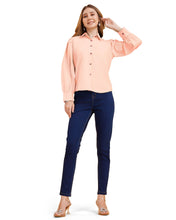Women’s Elegant Balloon Sleeve Crepe Shirt | Trendy Casual & Office Wear Top for Women & Girls