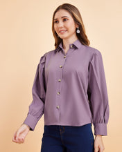 Women’s Elegant Balloon Sleeve Crepe Shirt | Trendy Casual & Office Wear Top for Women & Girls