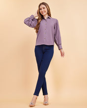Women’s Elegant Balloon Sleeve Crepe Shirt | Trendy Casual & Office Wear Top for Women & Girls