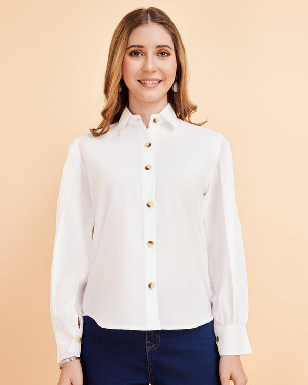 Women's & Girls' New Crepe Fabric Shirt - Lightweight Flowy Regular Fit Long Sleeve Casual Top